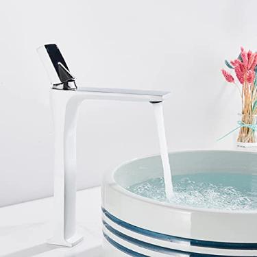 Imagem de Torneira de bacia preta fosca torneira de bacia torneiras de pia de banheiro torneira de pia de manípulo único furo deck vintage lavagem quente a frio torneira misturadora guindaste, alto, branco cromado, china