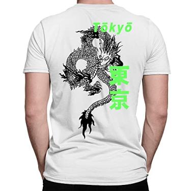 Imagem de Camiseta Dragão Tokyo Estampa Costas T-Shirt Cor:Branco;Tamanho:M