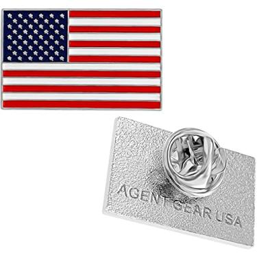 Imagem de AGENT GEAR USA Broche de Lapela Patriótico da Bandeira Americana - Metal Sólido, Prateado, Clássico, Unissex