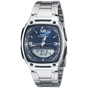 Imagem de Casio Série AW81D | Relógios masculinos | Relógio analógico digital | Aço inoxidável prateado | Cronômetro de 1/100 SEC | Temporizador de contagem regressiva | Hora mundial | Luz LED | 50M WR | Multi