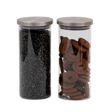 Imagem de Kit pote de vidro 1300ML tampa de inox 2 pçs - Oikos