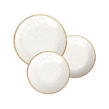 Imagem de Conjunto com 18 Pratos Tramontina Rústico em Porcelana - Branco/Marrom