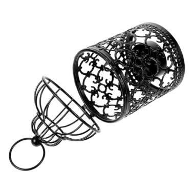 Imagem de Amosfun castiçal arandelas pretas lanterna decorativa lanterna de vela de metal decoração vintage castiçais candelabro acessórios para velas gaiola enfeites Chá decorar