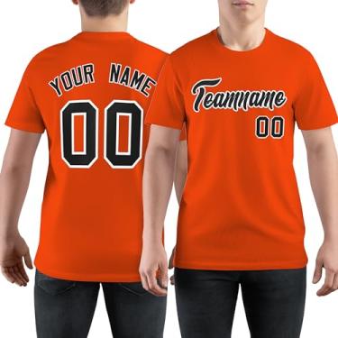 Imagem de Camiseta de beisebol personalizada para homens, mulheres, jovens, camisas de manga curta, logotipo com número de nome impresso personalizado, Laranja e preto - 19, One Size