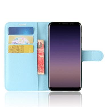 Imagem de Capa carteira para Samsung Galaxy A8 2018, capa carteira flip de couro PU premium com compartimento para cartão, suporte e fecho magnético [capa interior à prova de choque de TPU] compatível com
