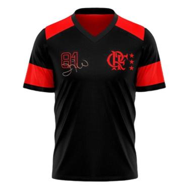 Imagem de Camiseta Braziline Flamengo Nova Zico Retrô Masculina - Preto e Vermelho