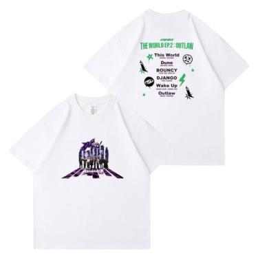 Imagem de Camiseta A-teez Solo Outlaw K-pop Support estampada solta streetwear algodão casual camiseta diária unissex para fãs, Branco, XXG
