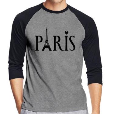Imagem de Camiseta Raglan Paris Torre Eiffel Manga 3/4 - Foca Na Moda