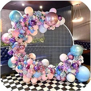 Imagem de Decoração de arco fundo arco de casamento festa em casa suporte de fundo redondo grade de ferro malha ouro branco grade de ferro suporte de arco prateleira geométrica, branco, 2m