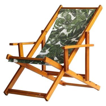 Imagem de Espreguiçadeira Preguiçosa Dobrável Mel Cb-folhas Verdes