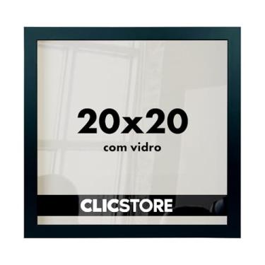 Imagem de Kit 4 Molduras 20x20Cm Para Quadros Com Vidro e Fundo Certificados Diplomas Fotos (Preto)