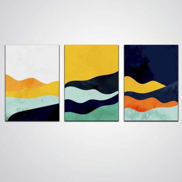 Imagem de Quadros Abstrato Colorido Sala 30X20Cm Cada Em Placa Mdf