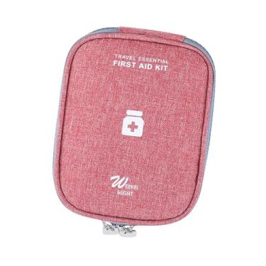 Imagem de Kokiya Bolsa de armazenamento de medicamentos portátil Organizador de medicamentos de viagem Tecido Oxford Kits de primeiros socorros vazios compactos Caixa, Wine Red and S