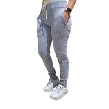 Imagem de Calça Ribana Feminina Moletom Cintura Alta Confortável - JinkingStore,