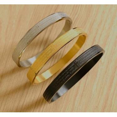 Imagem de Pulseira Bracelete Oração Pai Nosso Aço Inox 316L Masculino Feminino I