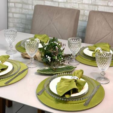 Imagem de Kit Mesa Posta Sousplat Completo LISO Varias Cores - MUMUDECOR, VERDE 