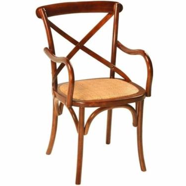 Imagem de Cadeira de Braço Imbuia Design Rustico Assento Rattan - LUXdécor
