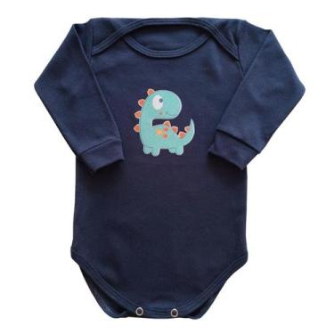 Imagem de Body Manga longa Bebê Dinossauro - Mellane Baby, P, Marinho