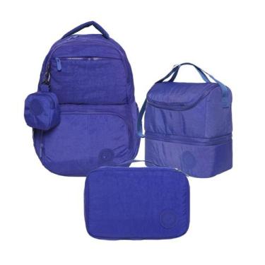 Imagem de Kit Mochila + Estojo + Lancheira Térmica Escolar Estilo Marmita Resist
