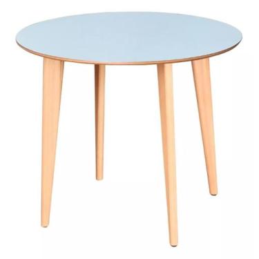 Imagem de Mesa De Jantar Redonda 90cm Em Madeira - Tampo Preto - DelJu, Freijó