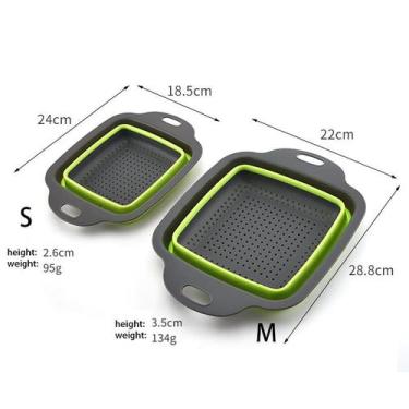 Imagem de KIT com 02 Escorredor Peneira em Silicone 29x22cm e 24,5x18,5cm Dobráv