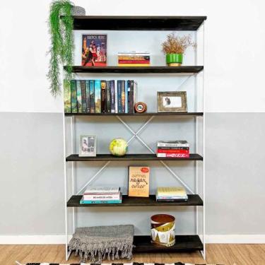 Imagem de Estante Torre Industrial de Ferro e Madeira Ample 6 Prateleiras Tabaco