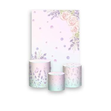Imagem de Painel De Festa Vertical 1,50 x 2,20 + Trio De Capas Cilindro - Jardim