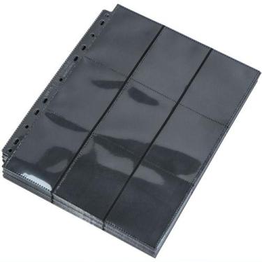 Imagem de Kit 10 Folhas Fichário Preto 18 Bolsos Yugioh Magic Pokemon - Nacional