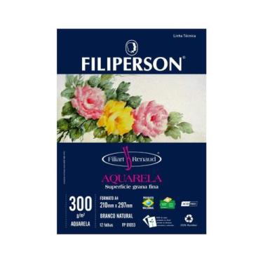 Imagem de Bloco de Papel Aquarela 300g com 12 Folhas Filiperson, A4