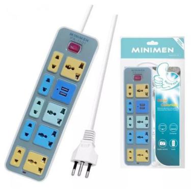 Imagem de Régua Energia Extensão Fonte Com 9 Tomada E 2 Usb PX-1101 - Minimen