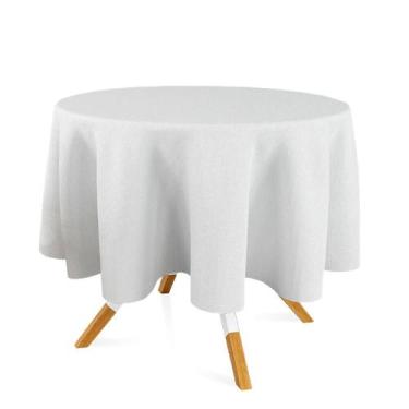 Imagem de Toalha de Mesa Redonda em Tecido Jacquard Branco Liso Tradicional - Ja