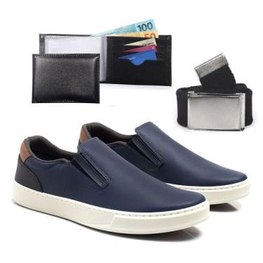 Imagem de Sapatenis Casual Slip On Masculinos Com Carteira Cinto Tenis Moderno C