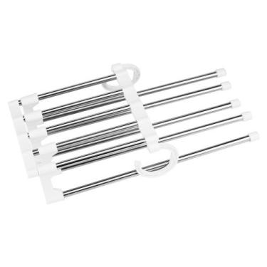 Imagem de Cabide para Calças Múltiplo Aço Inox 5 espaços - Yaay, Branco