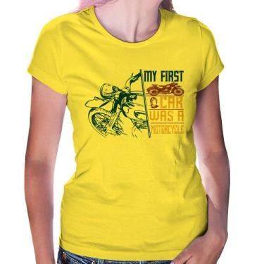 Imagem de Baby Look My First Car Was A Motorcycle - Foca na Moda, Amarelo, GG
