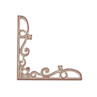 Imagem de Cantoneira Fina Flor Pequena 4 Peças Decoração Caixas Enfeite - Metall