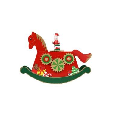 Imagem de Caixa Musical em Madeira Cavalinho Carrossel a Corda 17cm - Magizi