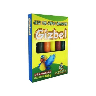 Imagem de Giz de Cera Grosso 46g 6 Cores Gizbel