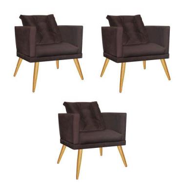 Imagem de Kit 03 Poltrona Cadeira Milena Confort Com almofada Sala Recepção Escr