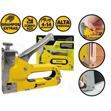 Imagem de Grampeador 4-14mm Com Grampos Extras Fertak 8501