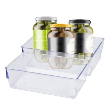 Imagem de Kit 2 Organizador Geladeira Armario Gavetas Multifunções Cozinha - Pla
