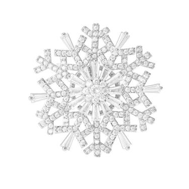 Imagem de Broche de floco de neve de inverno de cristal austríaco elegante zircônia cúbica exclusivo pinos de lapela rotativos para mulheres noiva casamento dança festa vestido acessórios família Natal Ano Novo