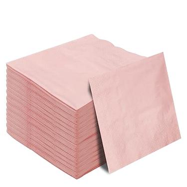 Imagem de Guardanapo rosa claro de 2 camadas, 50 peças, guardanapos de coquetel, guardanapos de bebidas, guardanapos de sobremesa, guardanapos de papel para festa de casamento, aniversário, guardanapos de papel