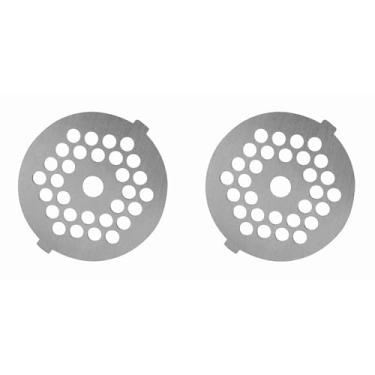 Imagem de 2 Peças de Aço Inoxidável Acessórios para Misturador de Alimentos Placa de Aço Inoxidável Lâmina de Disco para Máquina de Carne Buraco Lâminas Misturadoras de Carne
