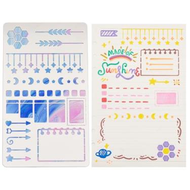 Imagem de INFUNLY Marcador de livro, estêncil de metal, calendário, estêncil de aço inoxidável, estrelas, pontas de flecha, desenho, pintura, estêncil, agenda, diário, para diário, escultura em madeira, faça