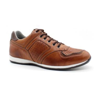 Imagem de Tenis Sapatenis em Couro Casual Elástico Netony 5695, Laranja, 41, Mas