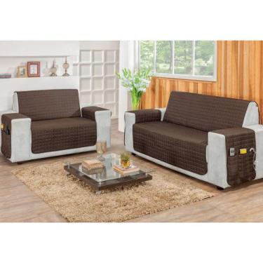 Imagem de Protetor de Sofá Dupla Face Avelã e Tabaco 2 Peças - Bordados Ricardo