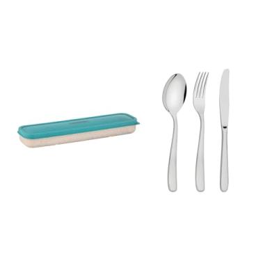 Imagem de Conjunto Talher Aco Inox Com Estojo Tampa Verde Tramontina