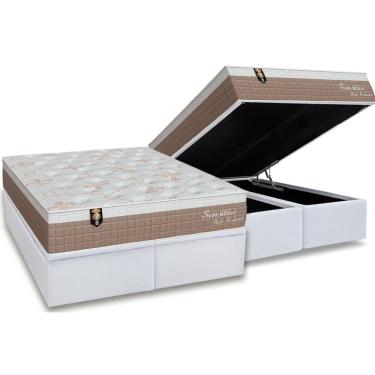 Imagem de Conjunto Box Baú King: Colchão Molas Orthoflex Ensacadas Sensitive + Base crc Courano White (193x203)