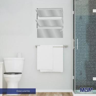 Imagem de Janela de Alumínio Basculante 60x60cm com 2 Basculas e Vidro Mini Boreal Soft mgm Branco