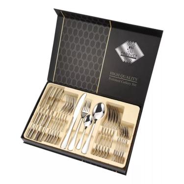 Imagem de Faqueiro Aço Inox 24 Peças Caixa Preta Luxo